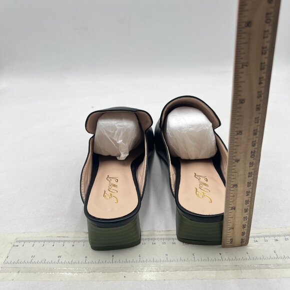 FOWT Black Walking Round Toe Low Chunky Heels Wide Width Slippers Driver Loafers - Picture 5 of 8